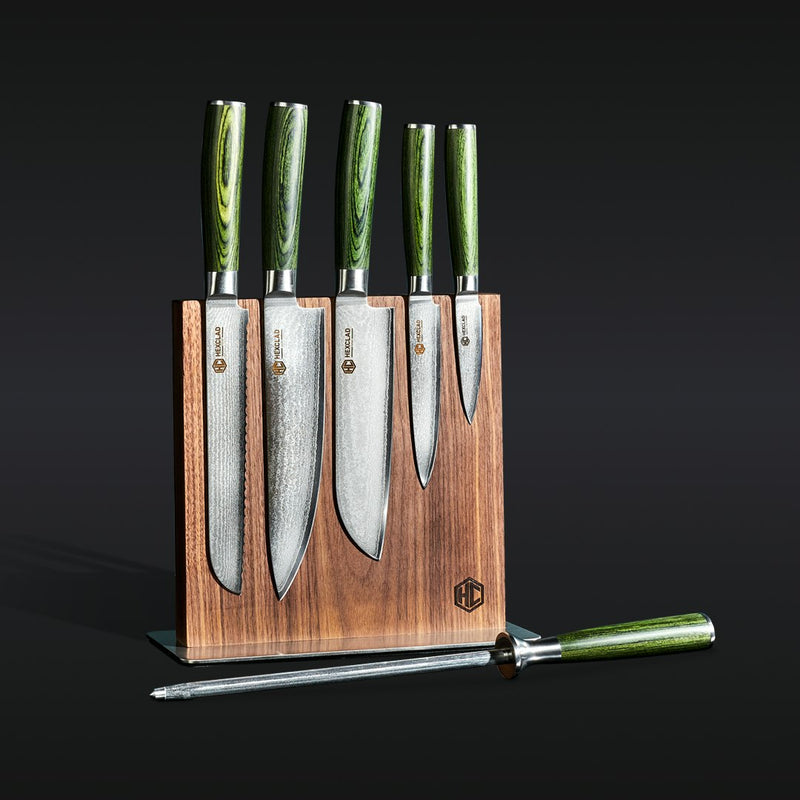 Damascus Steel Knife Set, 7-pc (Green) P5